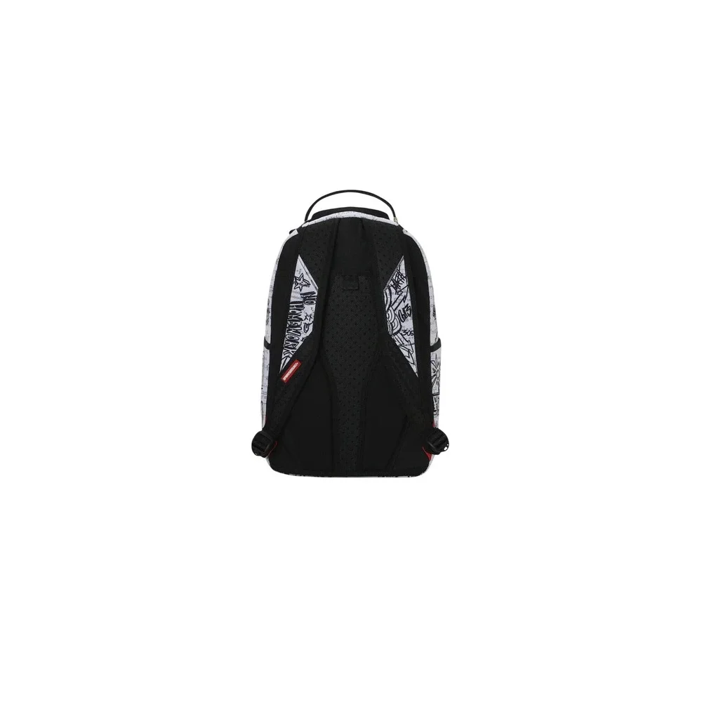 Sprayground Doodles Over Math Class Dismissed Shark Mouth Backpack White Black